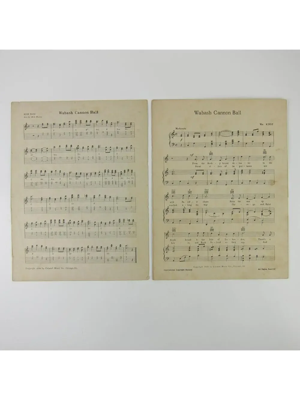 Sheet Music Wabash Cannon Ball Rex Griffin Country Music Guitar Vintage 1939